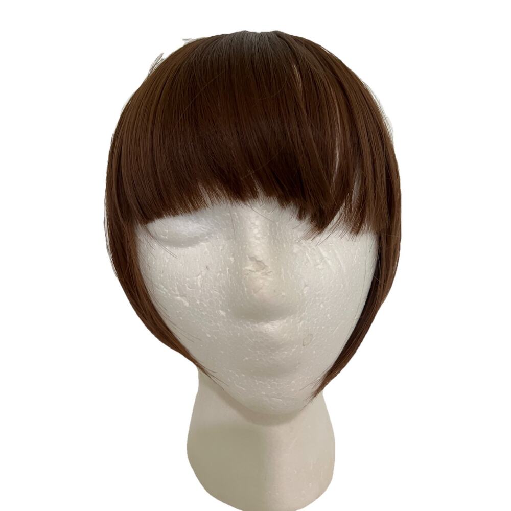 Straight Clip in Hair Air Bangs One Piece Bang Hairpiece Wig Brunette Brown
